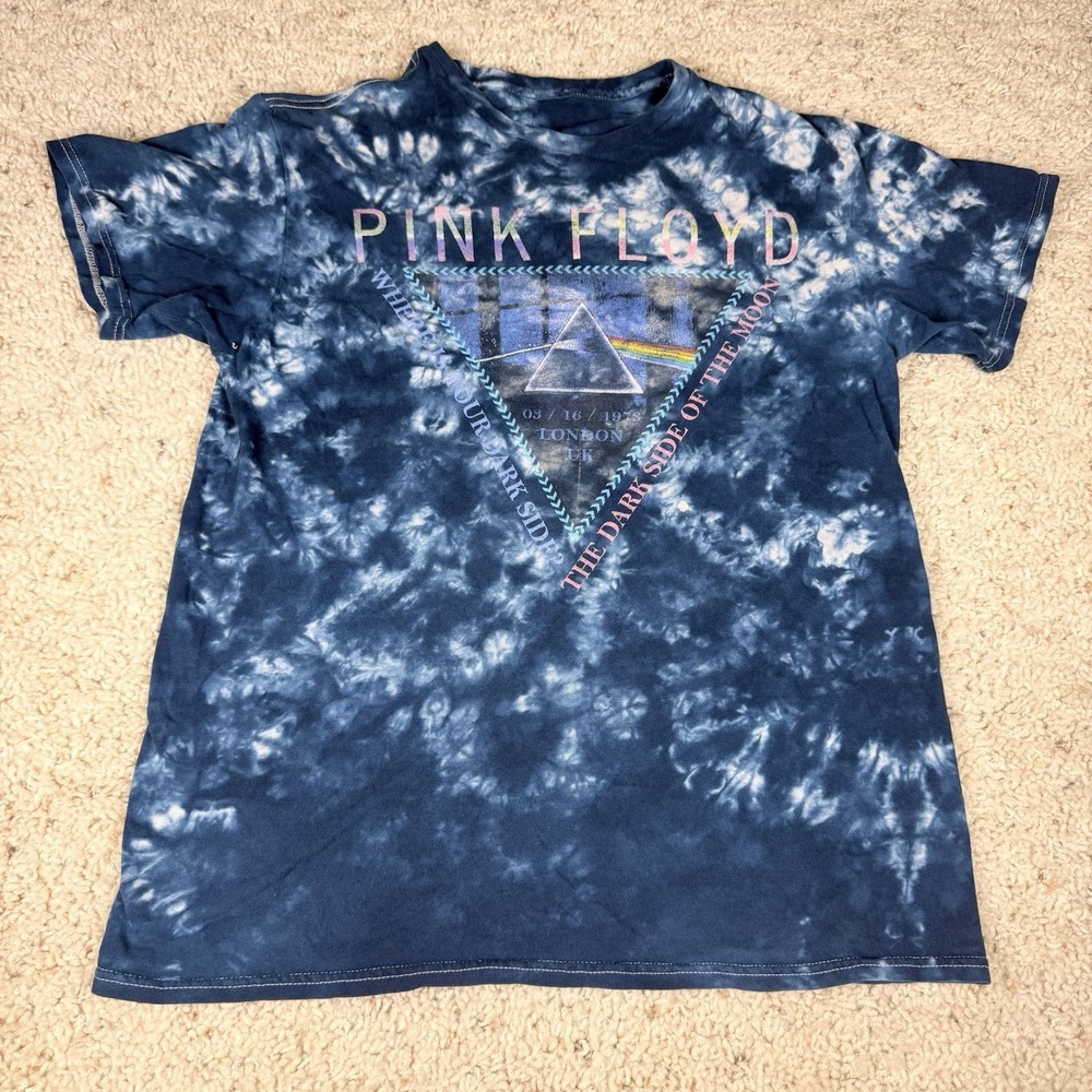 Pink Floyd Shirt‎ Mens Small Tie Dye Dark Side Of The Moon Band Tee London 1973